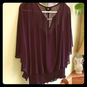 IZ Byer Embellished Cape Style Blouse ~ NWOT